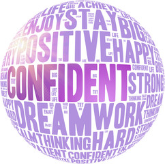 Confident and other positive words. Positive thinking, attitude concept.