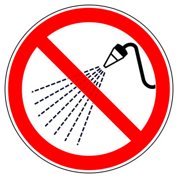 srr121 SignRoundRed - german - Verbotszeichen: Reinigung / Mit Wasser spritzen verboten - english - prohibition sign - cleanliness / do not spray water - xxl g5015