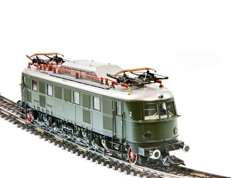 Fototapeta Toy train with an electric locomotive