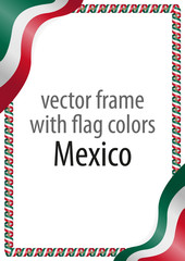Frame and border of ribbon with the colors of the Mexico flag