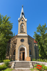 Fototapeta na wymiar Small Catholic church in Kemeri town, Latvia