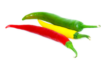 Chilischoten in Ampelfarben