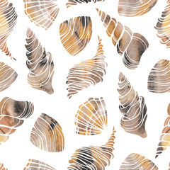 Seamless pattern with seashells.