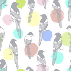 Vector seamless pattern with birds. Good for fashion fabric prin