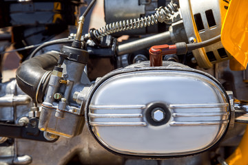 Fototapeta premium Opposite carburetor engine of the motorcycle.