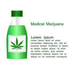 Bottle with liquid medical marijuana, vector illustration