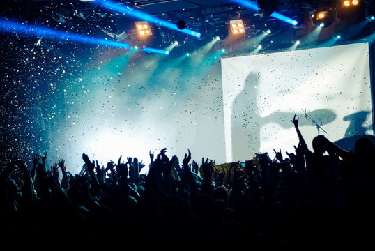shiny confetti during a concert