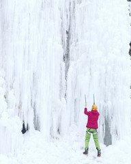Ice climbing.