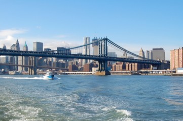 New York Brooklyn Bridge in winter.