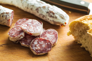 Tasty sliced salami.