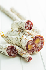 Tasty sliced salami.