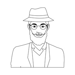 man with hipster style over white background. vector illustration