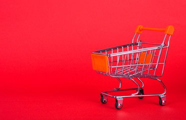 Shopping carts on bright background