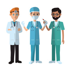 group of medical doctors and nurse over white background. colorful design. vector illustration