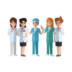 Fototapeta premium group of medical doctors and nurse over white background. colorful design. vector illustration