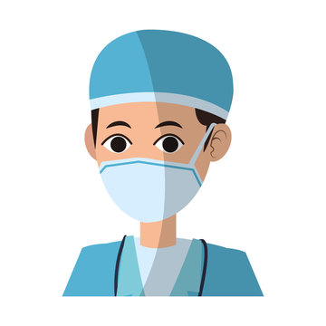 man medical nurse cartoon icon over white background. colorful desing. vector illustration