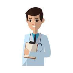man medical doctor cartoon icon over white background. colorful desing. vector illustration