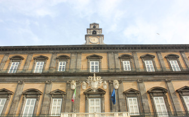Fototapeta na wymiar Royal Palace and Plebiscito square in Naples, Italy