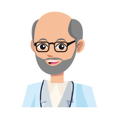 old man medical doctor cartoon icon over white background. colorful desing. vector illustration