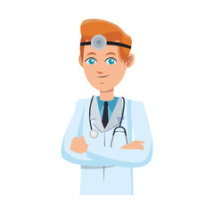 man medical doctor cartoon icon over white background. colorful desing. vector illustration
