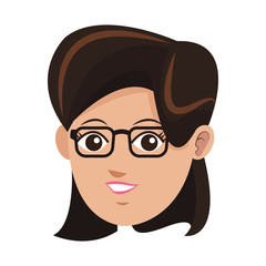 woman face cartoon icon over white background. colorful design. vector illustration