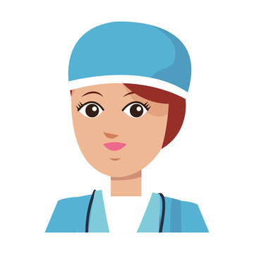 woman medical nurse cartoon icon over white background. colorful design. vector illustration