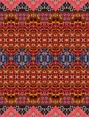 Ethnic striped ornamental pattern in warm tones. Beautiful vector illustration. Print for fabric.