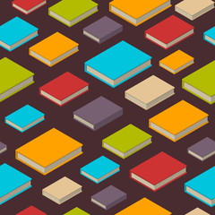 Seamless pattern of books. Isometric flat style.