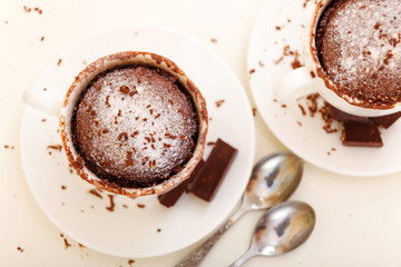 chocolate cake in a mug