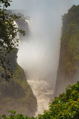 The drop of water on the Victoria Falls on the African river Zam