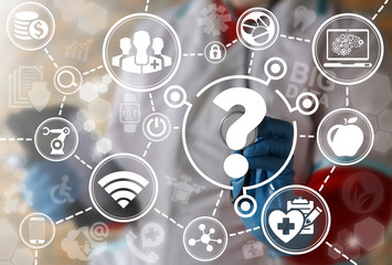 Medicine health care faq iot integration service support helpdesk center web computer concept....