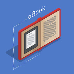 Electronic books icon. Isometric flat vector