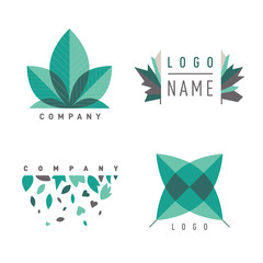 Green leaf logotipes set
