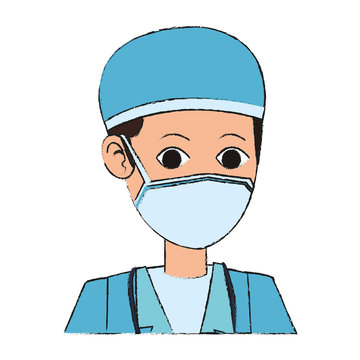 man medical nurse cartoon icon over white background. colorful design. vector illustration