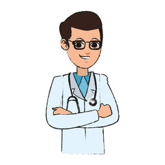 Fototapeta premium man medical doctor cartoon icon over white background. colorful design. vector illustration