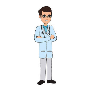 man medical doctor cartoon icon over white background. colorful design. vector illustration
