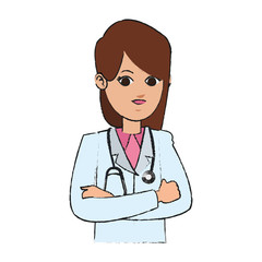 Fototapeta premium woman medical doctor cartoon icon over white background. colorful design. vector illustration