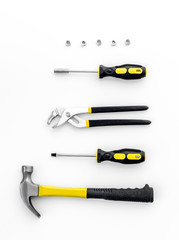 Tools for repairing top view on white background