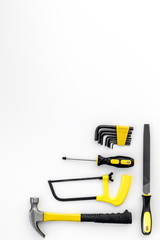 Tools for repairing top view on white background