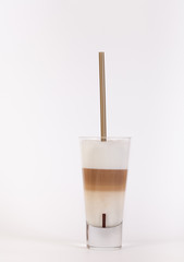 cappuccino in a glass on a white background