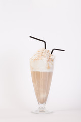 cappuccino in a glass on a white background