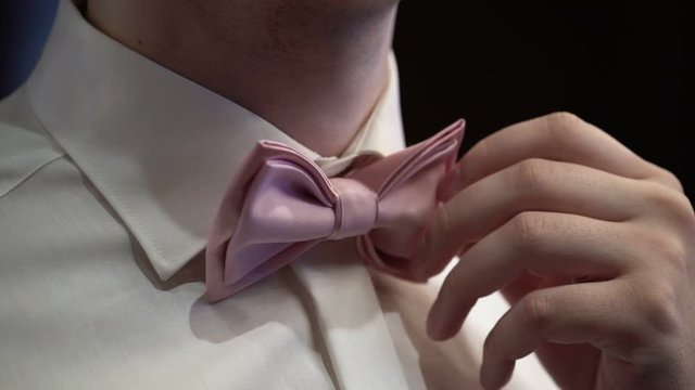Man wearing bowtie closeup shot