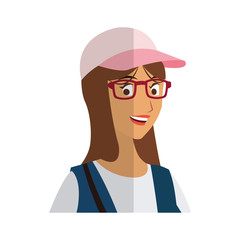 young girl cartoon icon over white background. colorful design. vector illustration