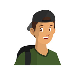 young guy cartoon icon over white background. colorful design. vector illustration