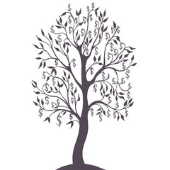 Obraz premium flat graphic vector illustration of a money tree