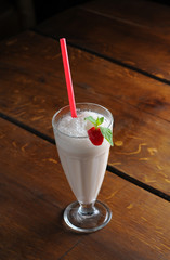 milkshake on wooden background