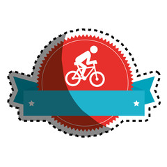 Cycling sport emblem icon vector illustration design