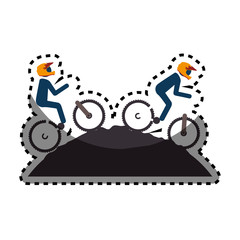 Cycling sport emblem icon vector illustration design