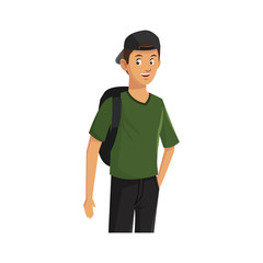 young guy wearing casual clothes over white background. colorful design. vector illustration