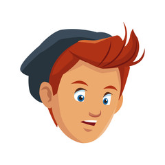 young guy face cartoon icon over white background. colorful design. vector illustration